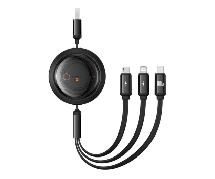 Kabel BASEUS Free2Draw Cable USB to M+L+C 100W 1.1m Black P10368700111-03